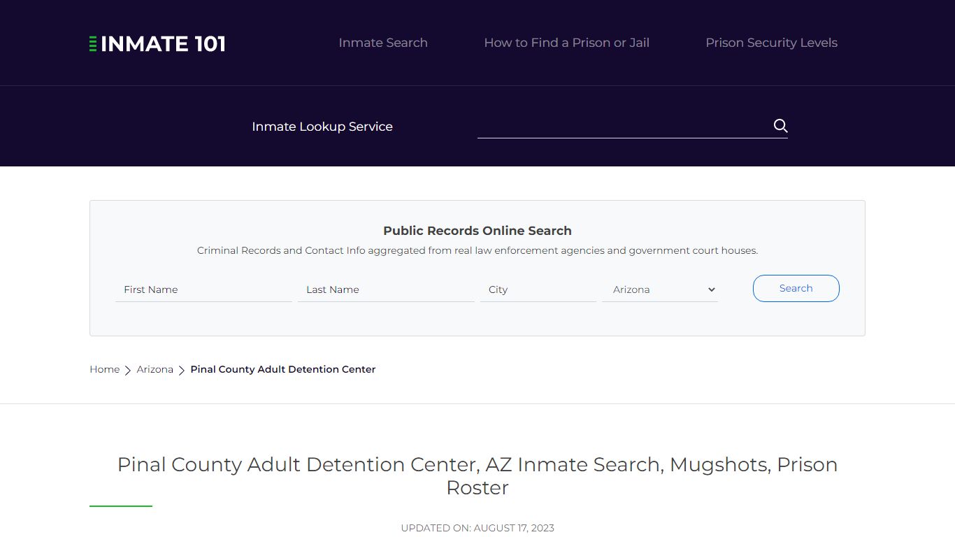 Pinal County Adult Detention Center, AZ Inmate Search, Mugshots, Prison ...